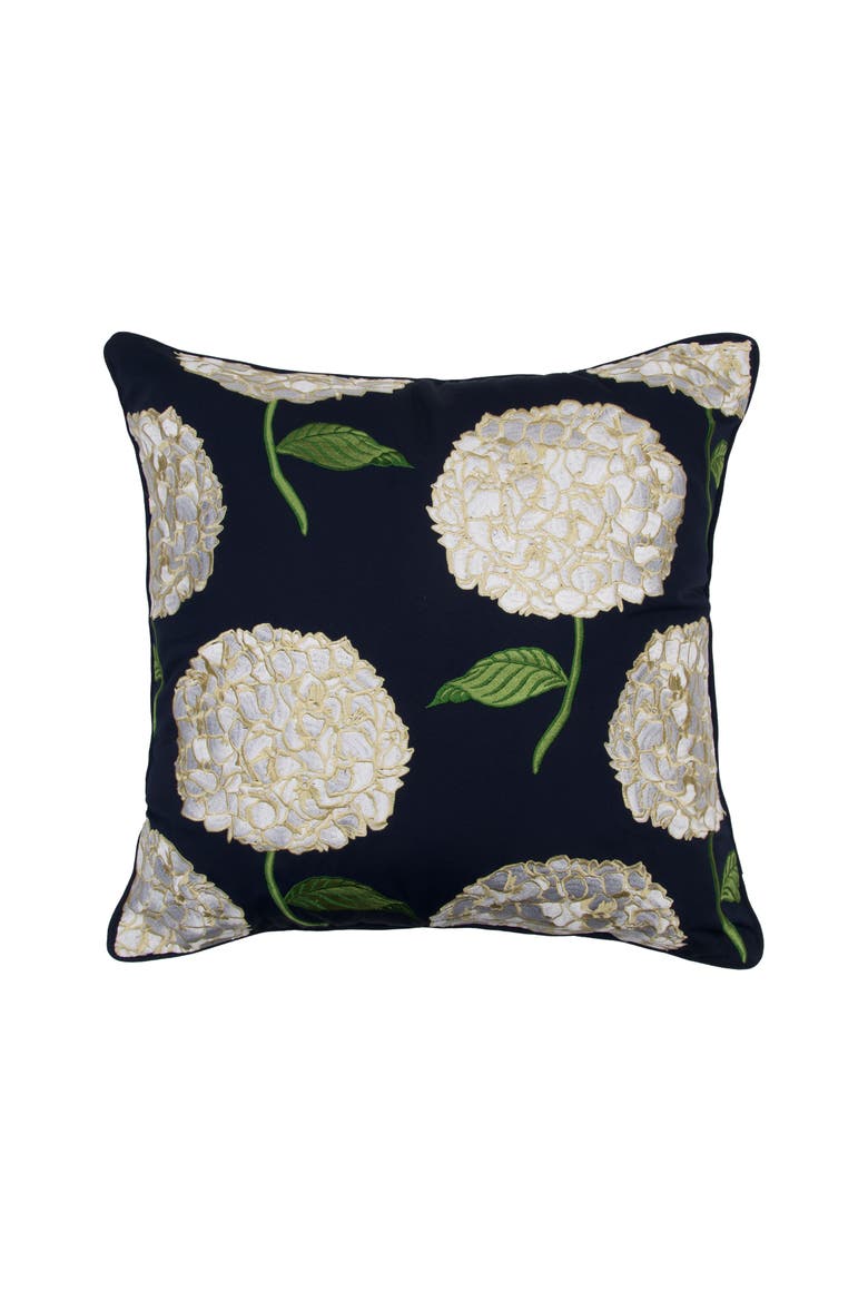 White Hydrangea Pattern Indoor/Outdoor Accent Pillow Decor, Main, color, White