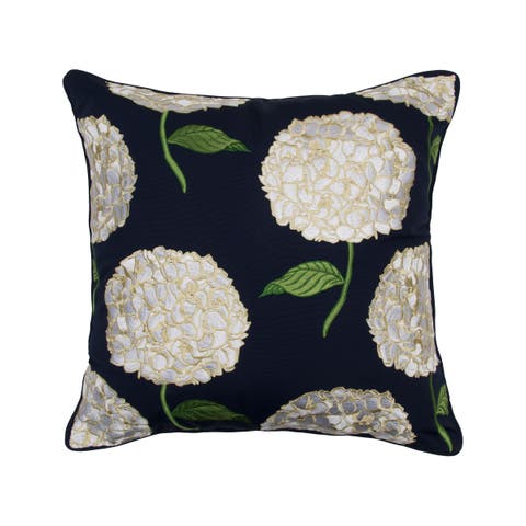 White Hydrangea Pattern Indoor/Outdoor Accent Pillow Decor