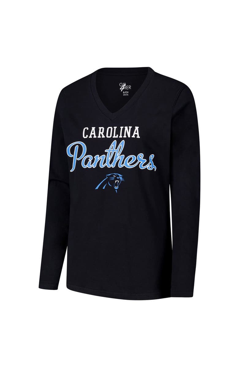 G-III 4HER BY CARL BANKS Women's G-III 4Her by Carl Banks Black Carolina Panthers Post Season Long Sleeve V-Neck T-Shirt, Alternate, color, Black