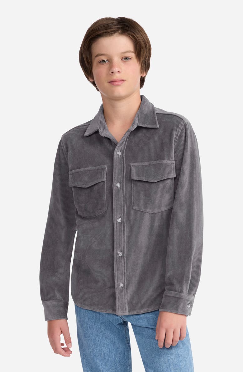 abercrombie kids Kids' Corduroy Button-Up Shirt, Alternate, color, Castlerock