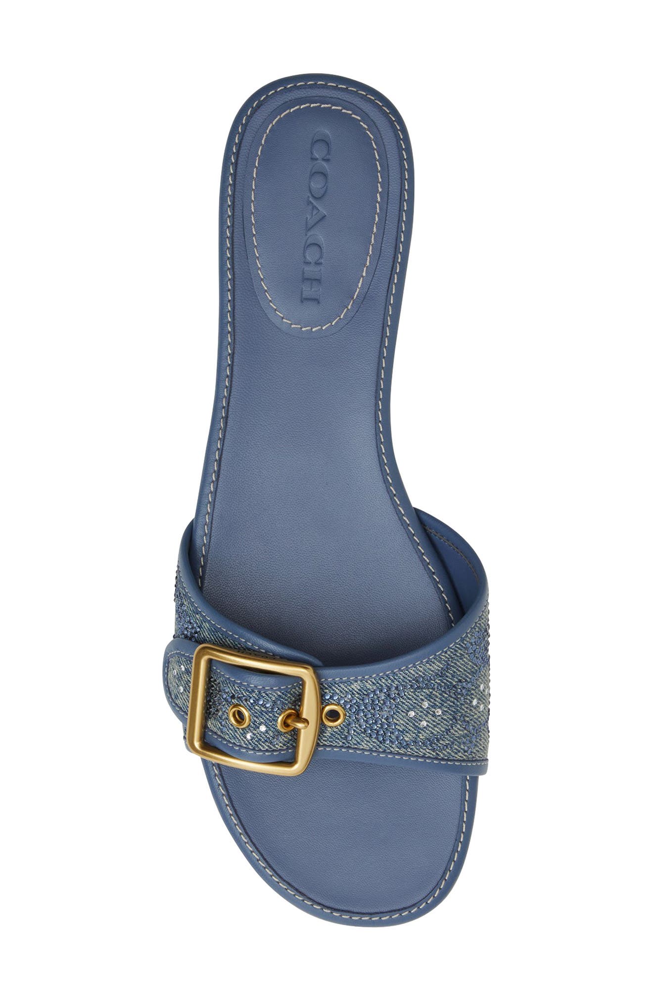 Margot Crystal Signature Denim Slide Sandal, Alternate, color, DENIM.