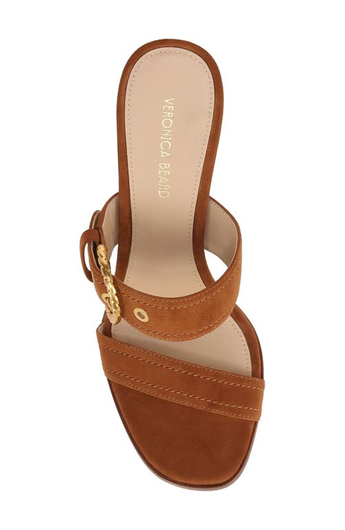Veronica Beard Margaux Suede Buckle Sandal In Caramel