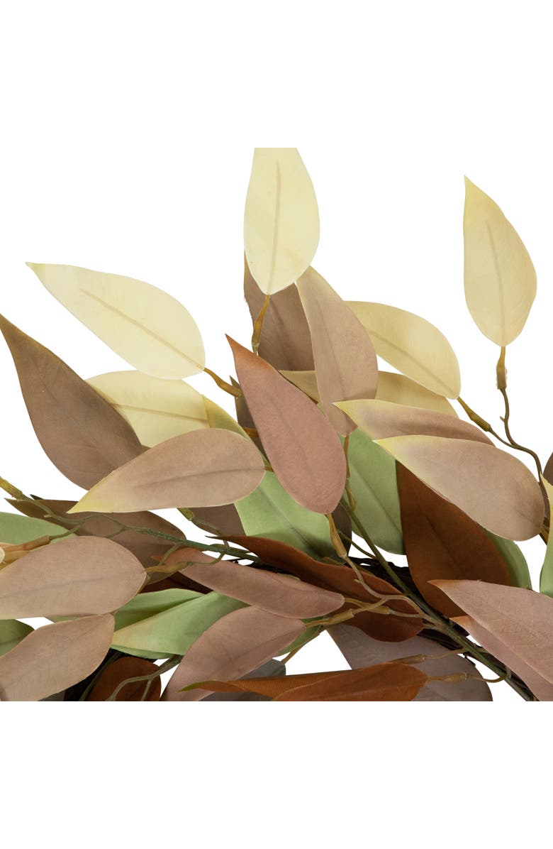 Northlight Autumn Harvest Neutral Fall Foliage Leaf Wreath, 22-Inch, Unlit, Alternate, color, Orange