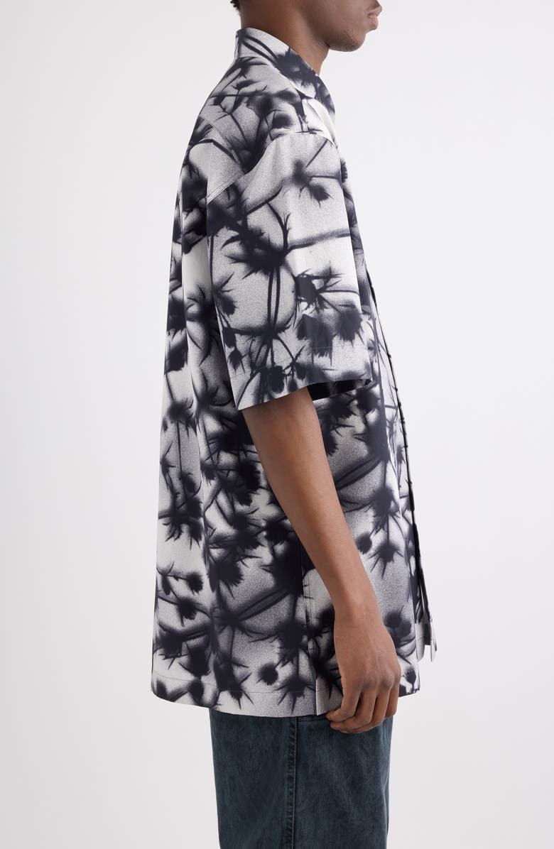 Dries Van Noten Cassidye Floral Cotton Poplin Button-Up Shirt, Alternate, color, Black