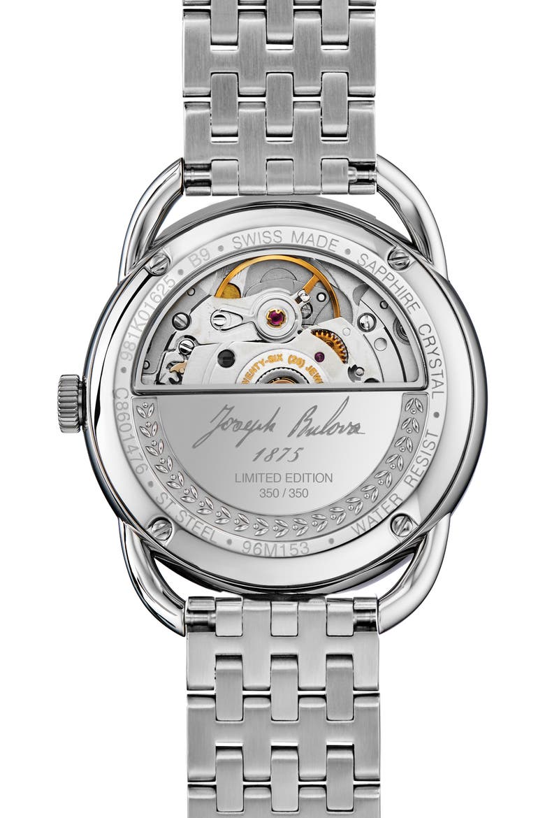 Joseph Bulova Commodore Bracelet Watch, Alternate, color, SILVER-TONE