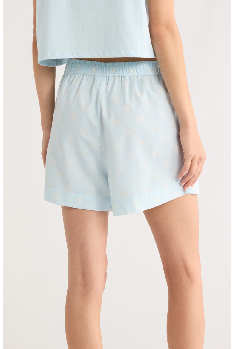 Print Cozy Flannel Boxer Pajama Shorts, Alternate, color, BLUE- IVORY ARGYLE BOW