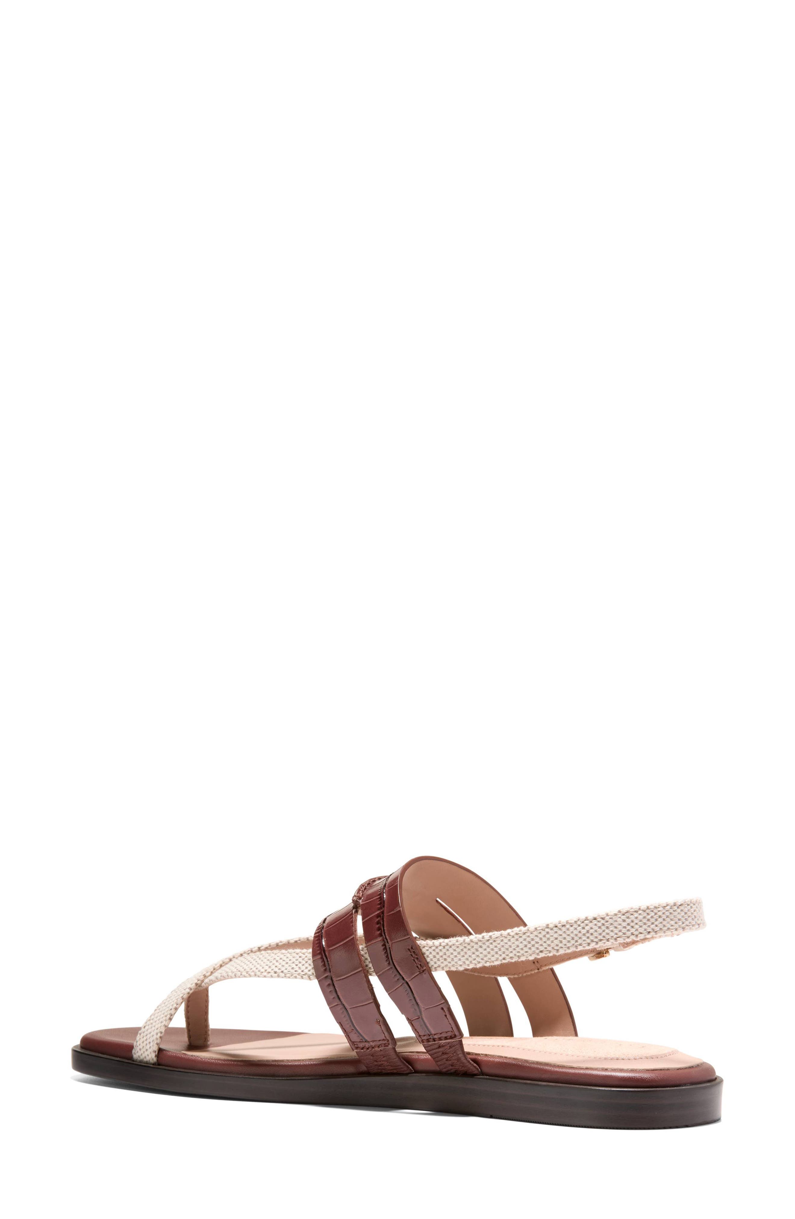 Estella Slingback Leather Sandal, Alternate, color, MAHOGANY CROC PRINT/NAT CANVAS