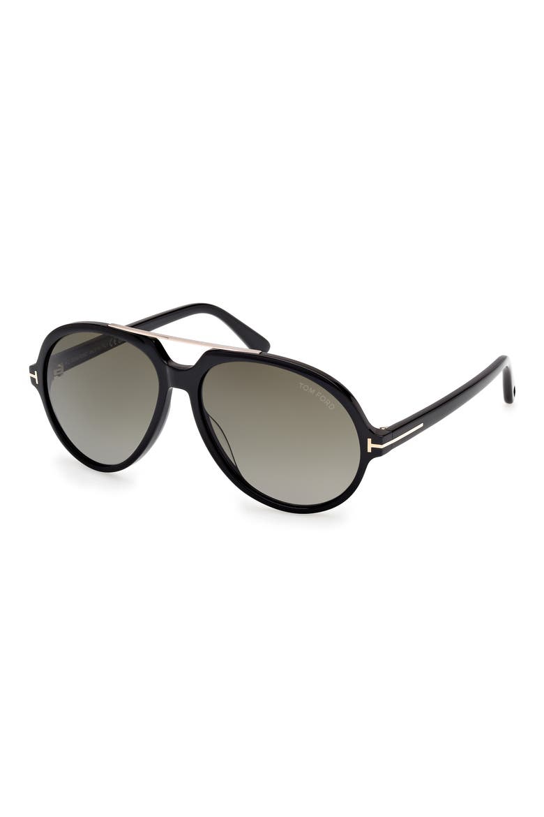 59mm Pilot Sunglasses, Alternate, color, SHINY BLACK / GRADIENT SMOKE