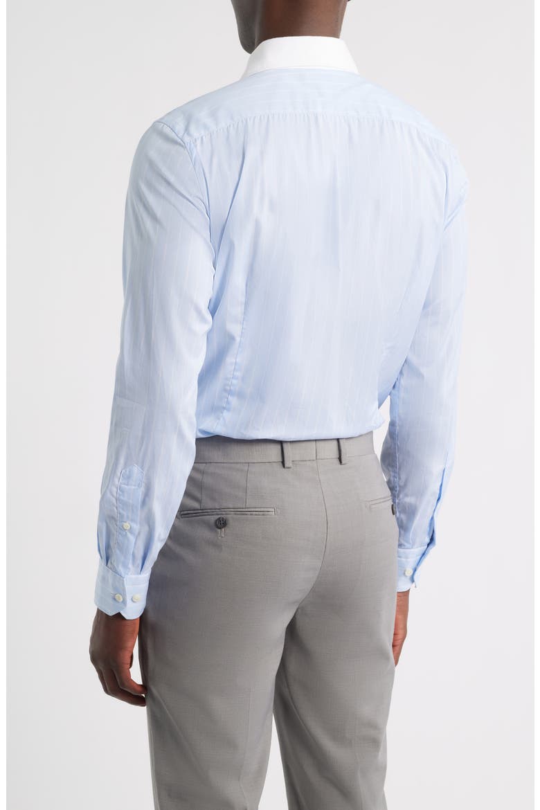 Modern Fit Stripe Natural Stretch Yoga Twill Dress Shirt, Alternate, color, LIGHT PASTEL BLUE