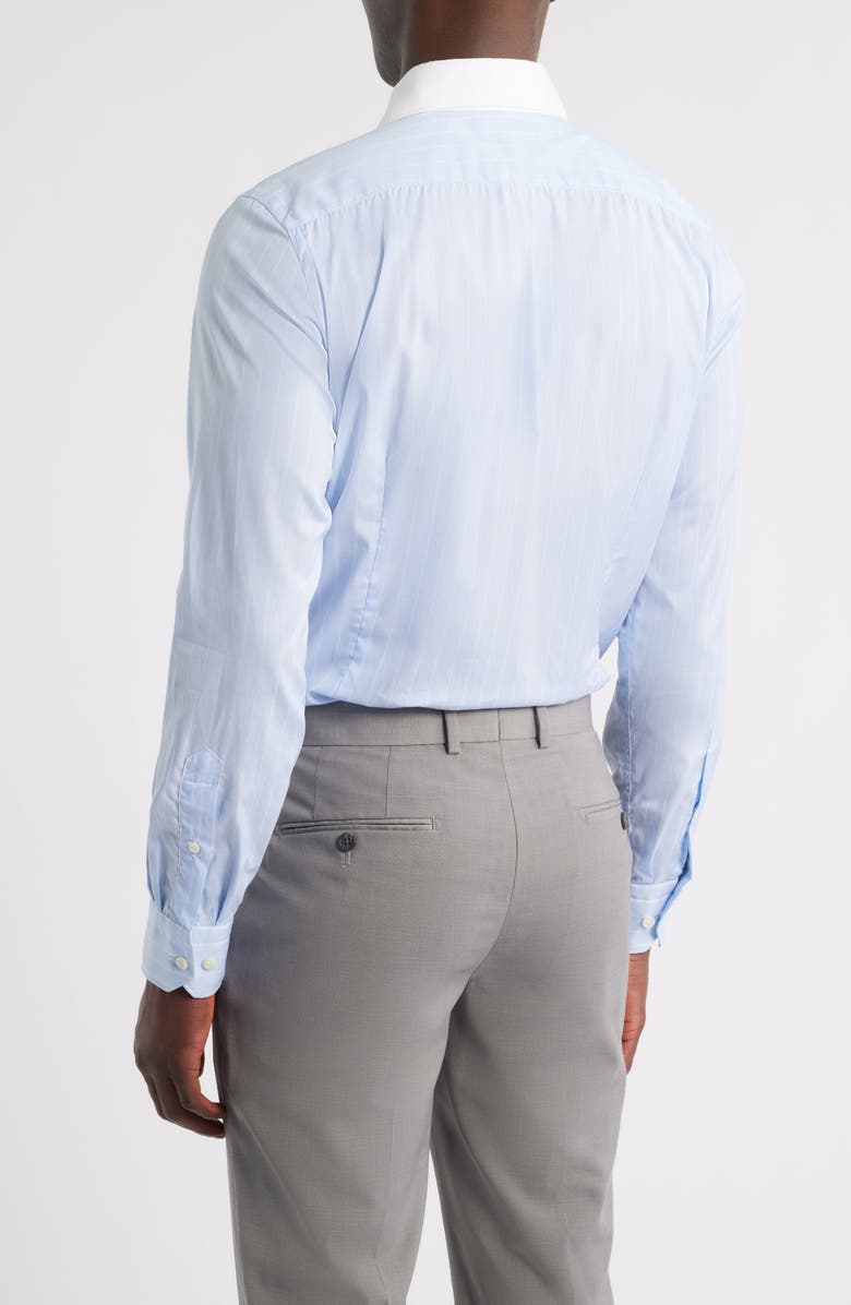 Emanuel Berg Modern Fit Stripe Natural Stretch Yoga Twill Dress Shirt, Alternate, color, Light Pastel Blue