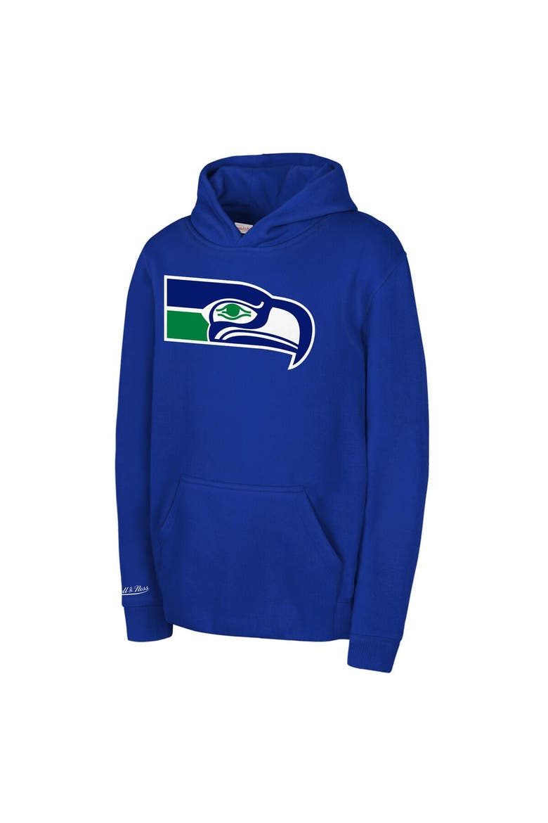 Youth Mitchell & Ness Royal Seattle Seahawks Retro Logo Hoodie, Main, color, Royal