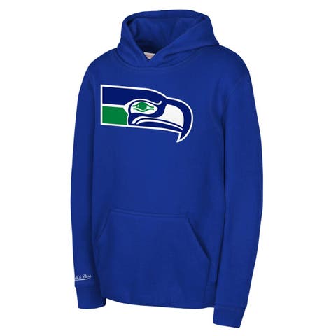 Youth Mitchell & Ness Royal Seattle Seahawks Retro Logo Hoodie