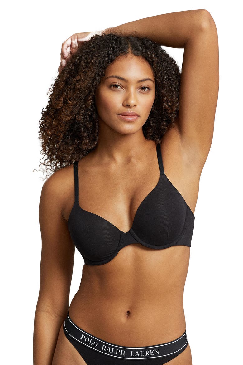 Underwire T-Shirt Bra, Alternate, color, ONYX