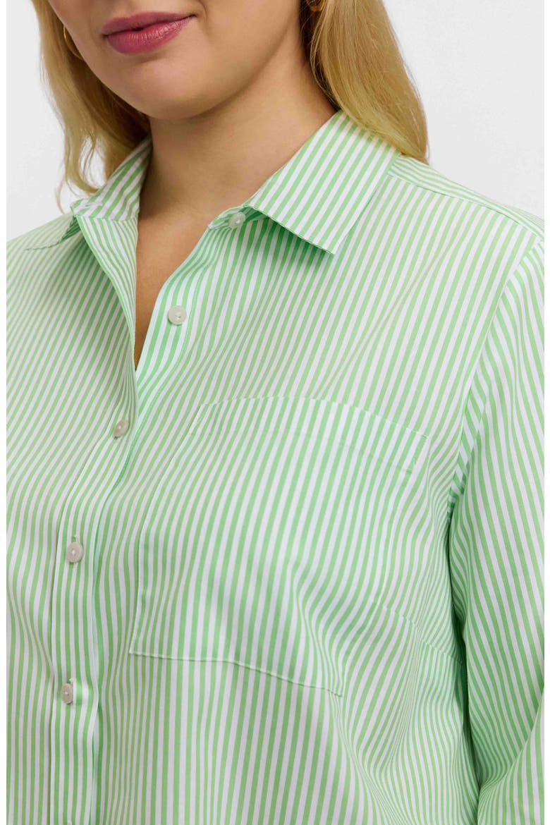 Jodie Stripe Cotton Button-Up Blouse, Alternate, color, MOJITO GREEN