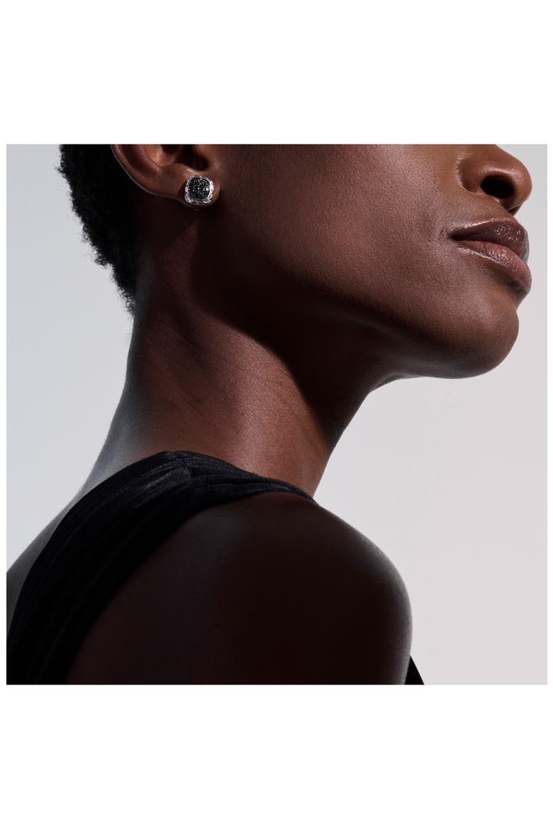 Carved Chain Stud Earrings, Sterling Silver, Black Sapphire, Alternate, color, SILVER/ BLACK SAPPHIRE