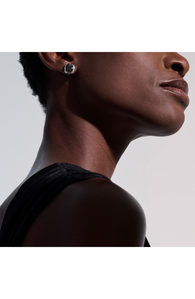 John Hardy Carved Chain Stud Earrings, Sterling Silver, Black Sapphire, Alternate, color, Silver/ Black Sapphire