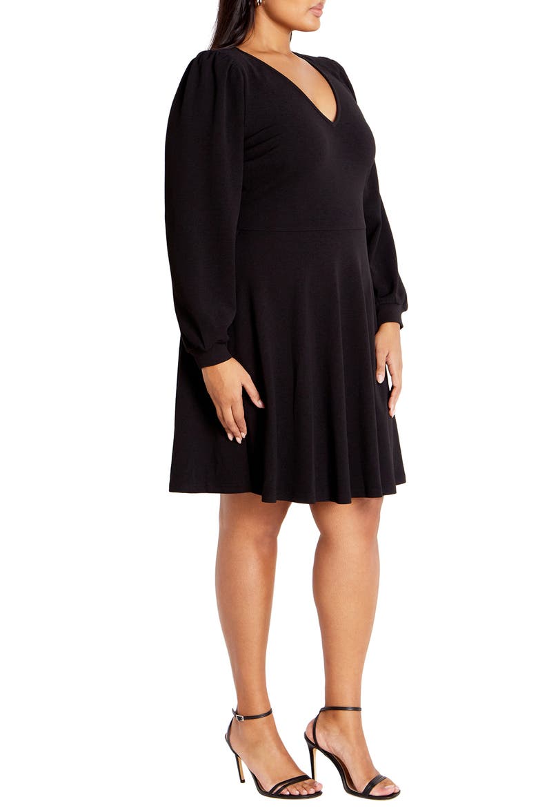 Karter Long Sleeve Fit & Flare Dress, Alternate, color, BLACK