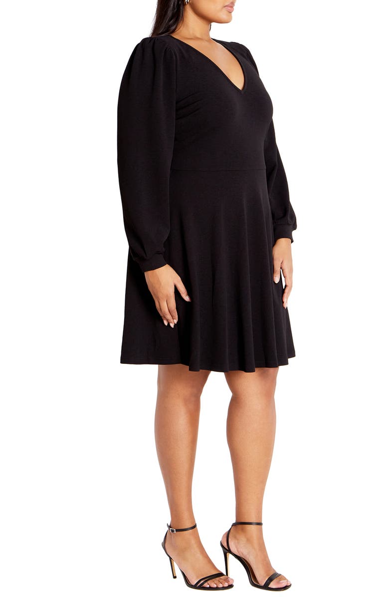 City Chic Karter Long Sleeve Fit & Flare Dress, Alternate, color, 