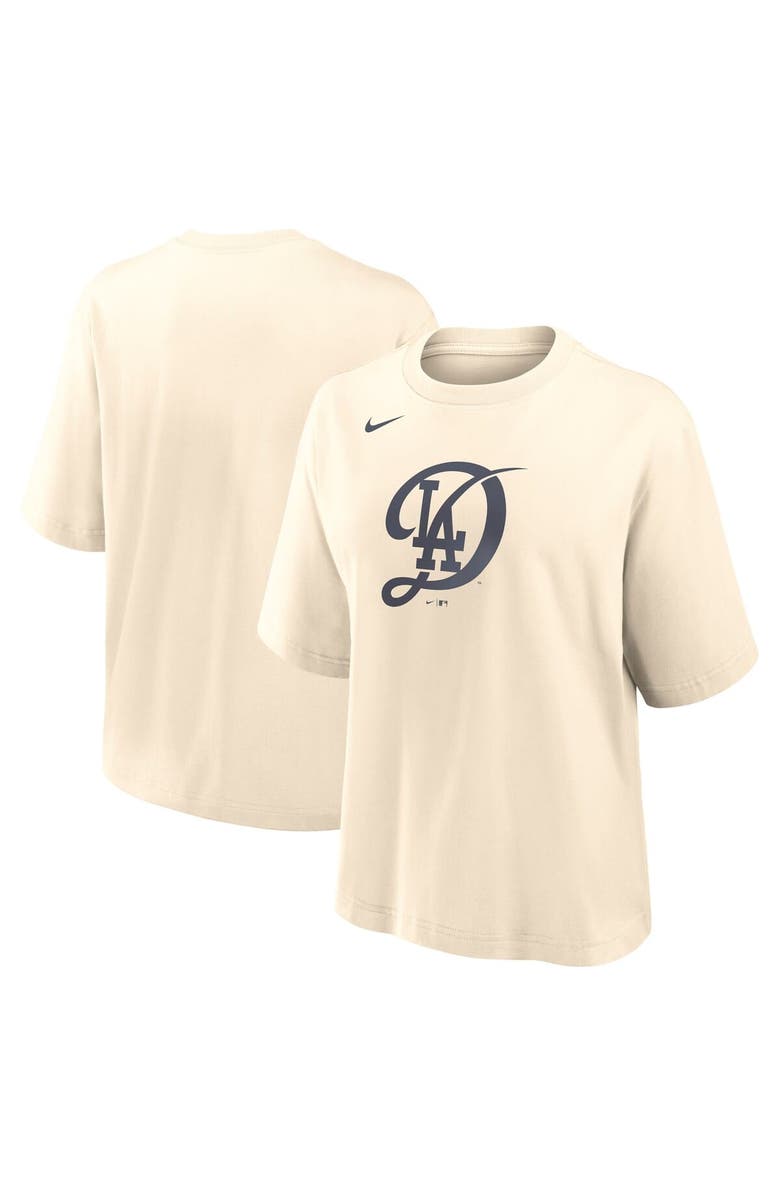 Nike Women's Nike Natural Los Angeles Dodgers City Connect Logo Boxy T-Shirt, Alternate, color, 