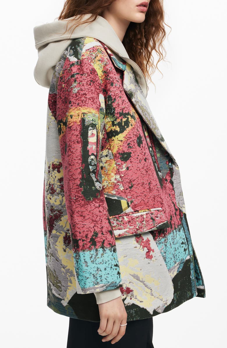 Desigual Lacroix Poster Tapestry Cotton Blend Coat, Alternate, color, Mix