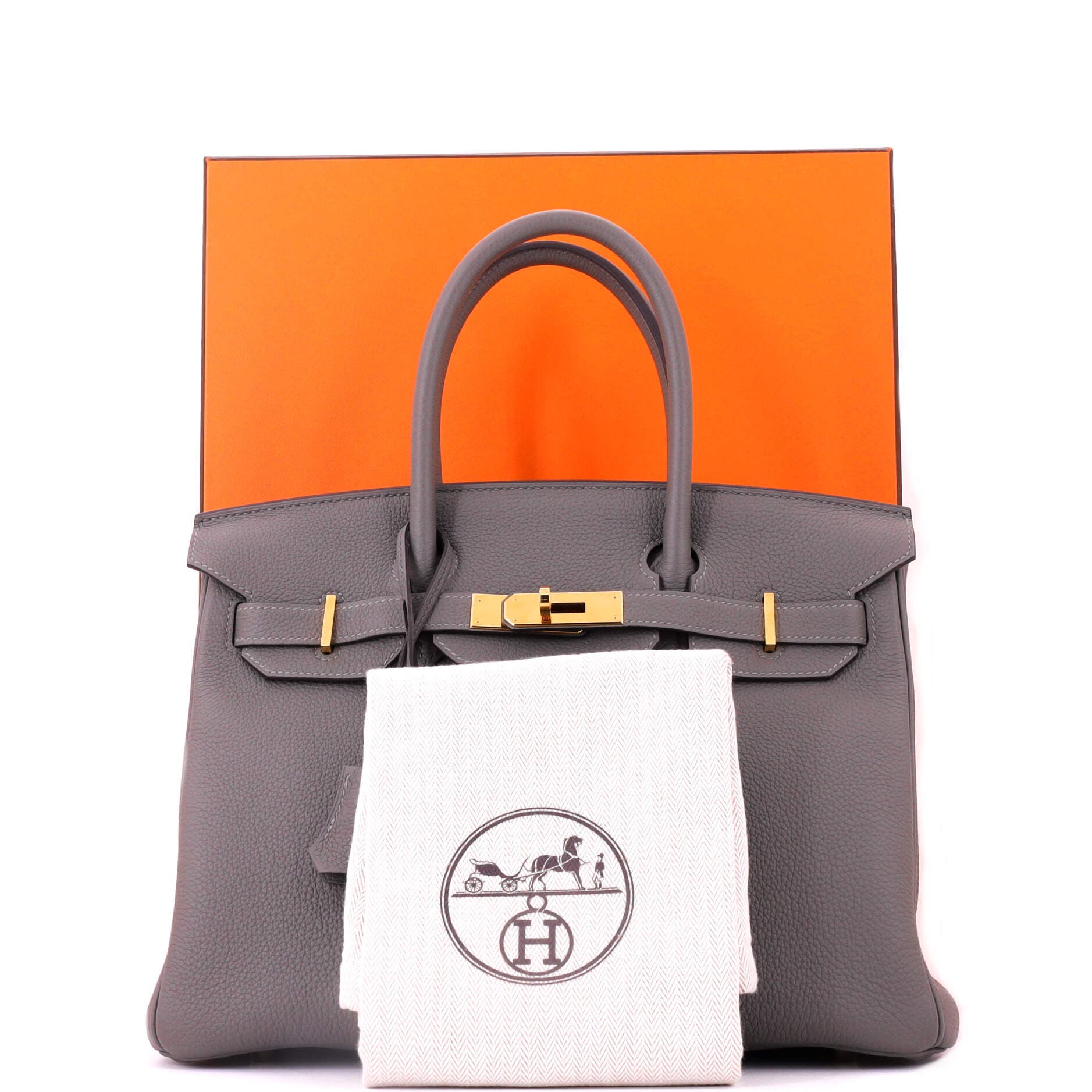 Pre-Owned Hermes Birkin Handbag Grey Togo with Gold Hardware 30, Alternate, color, Gris Meyer