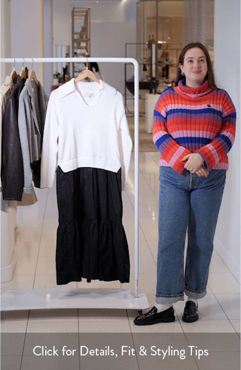 Mixed Media Long Sleeve Sweater Midi Dress, sales video thumbnail