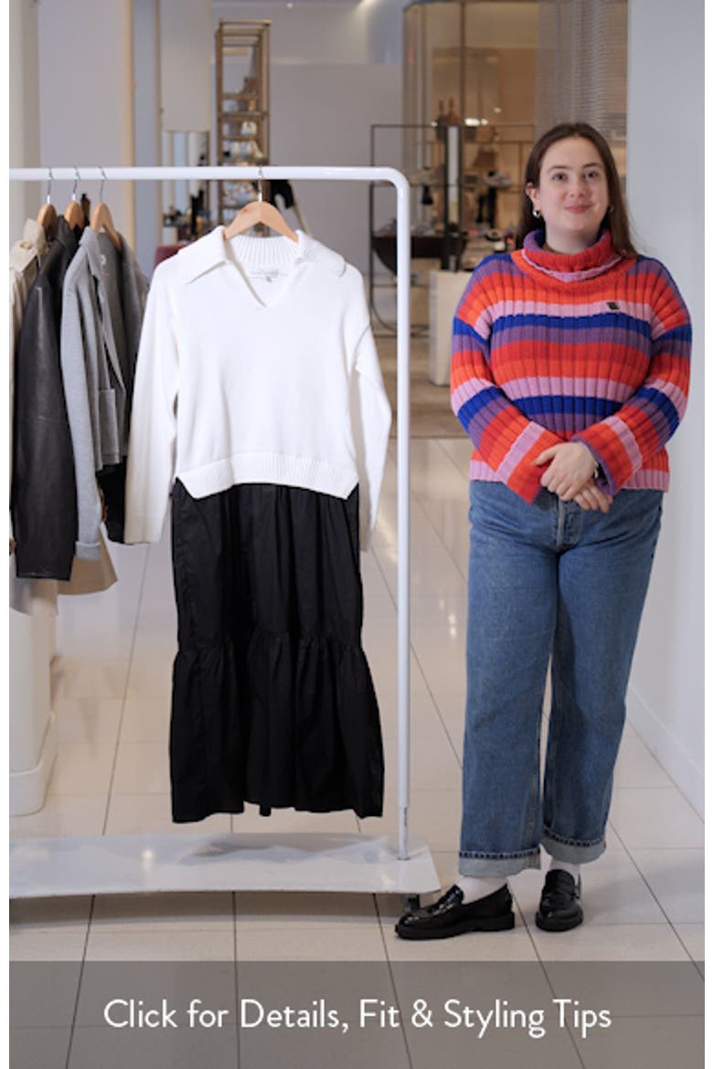 Mixed Media Long Sleeve Sweater Midi Dress video