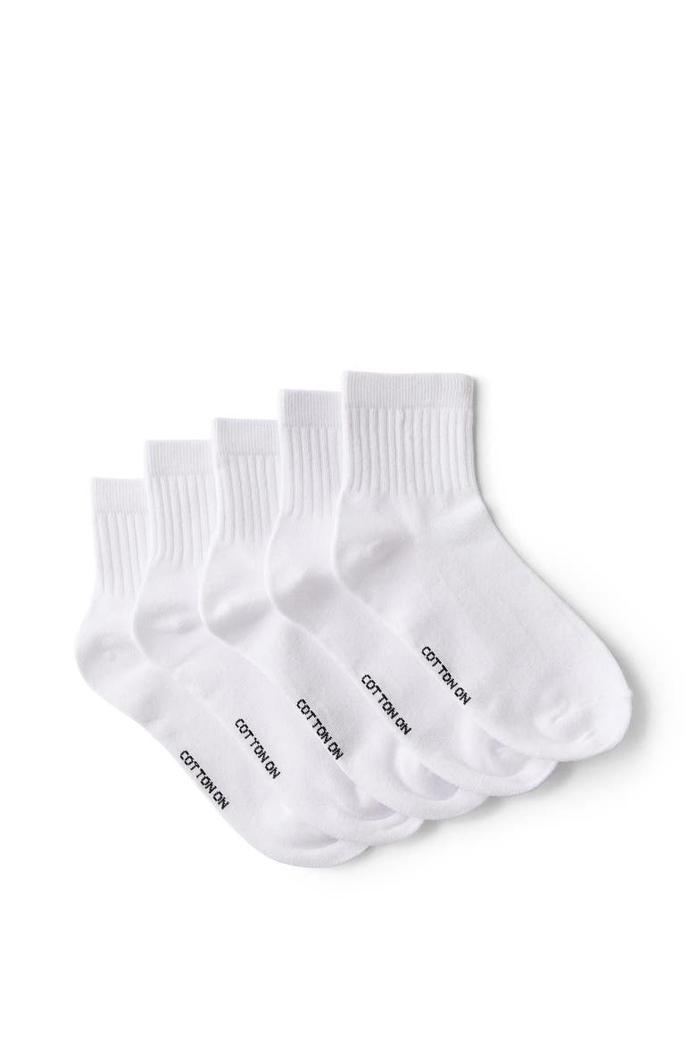 5Pk Quarter Crew Sock, Main, color, White