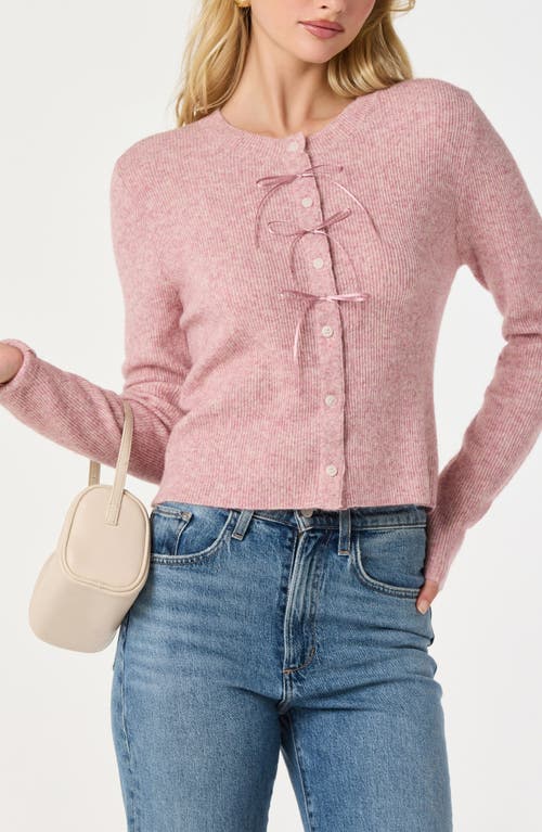 Astr The Label Satin Bow Knit Cardigan In Pink