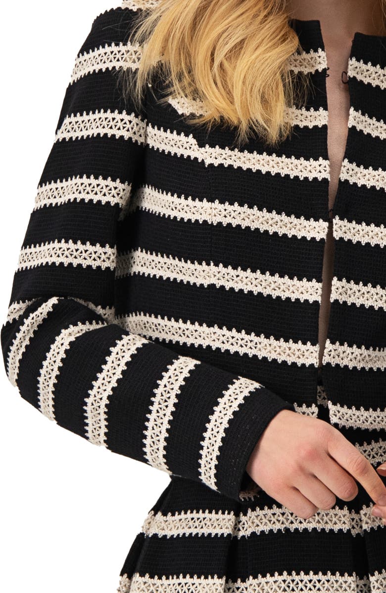IVONNE Striped Cropped Jacket with Modern Detailing, Alternate, color, Black