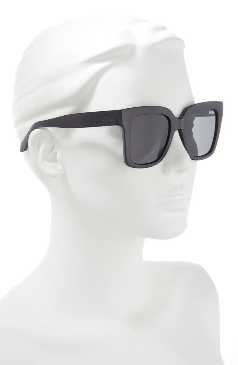 QUAY Icy 52mm Square Polarized Sunglasses, Alternate, color, Blk Blkpol