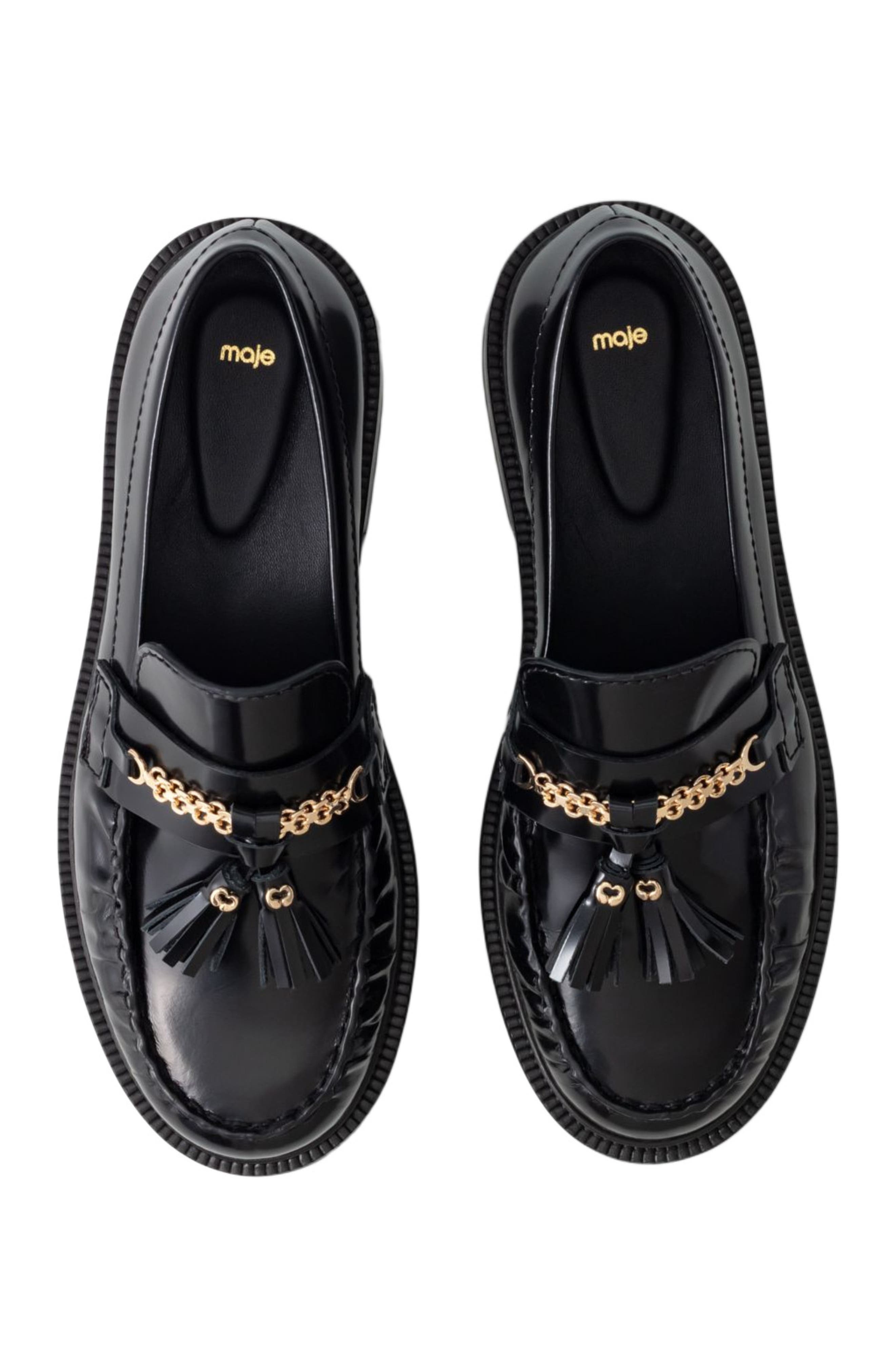 Pleated-edge leather loafers, Alternate, color, Black
