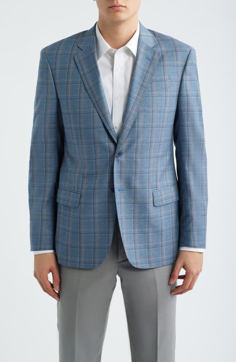 Emporio Armani Dusty Teal Check Virgin Wool Sport Coat, Main, color, Dusty Teal
