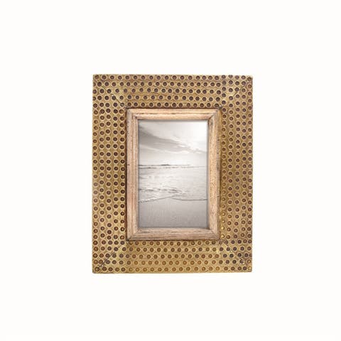 4 x 6 inch Decorative Distressed Hammered Brass Metal Picture Frame