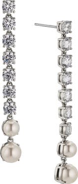 Nadri Cubic Zirconia & Imitation Pearl Linear Drop Earrings