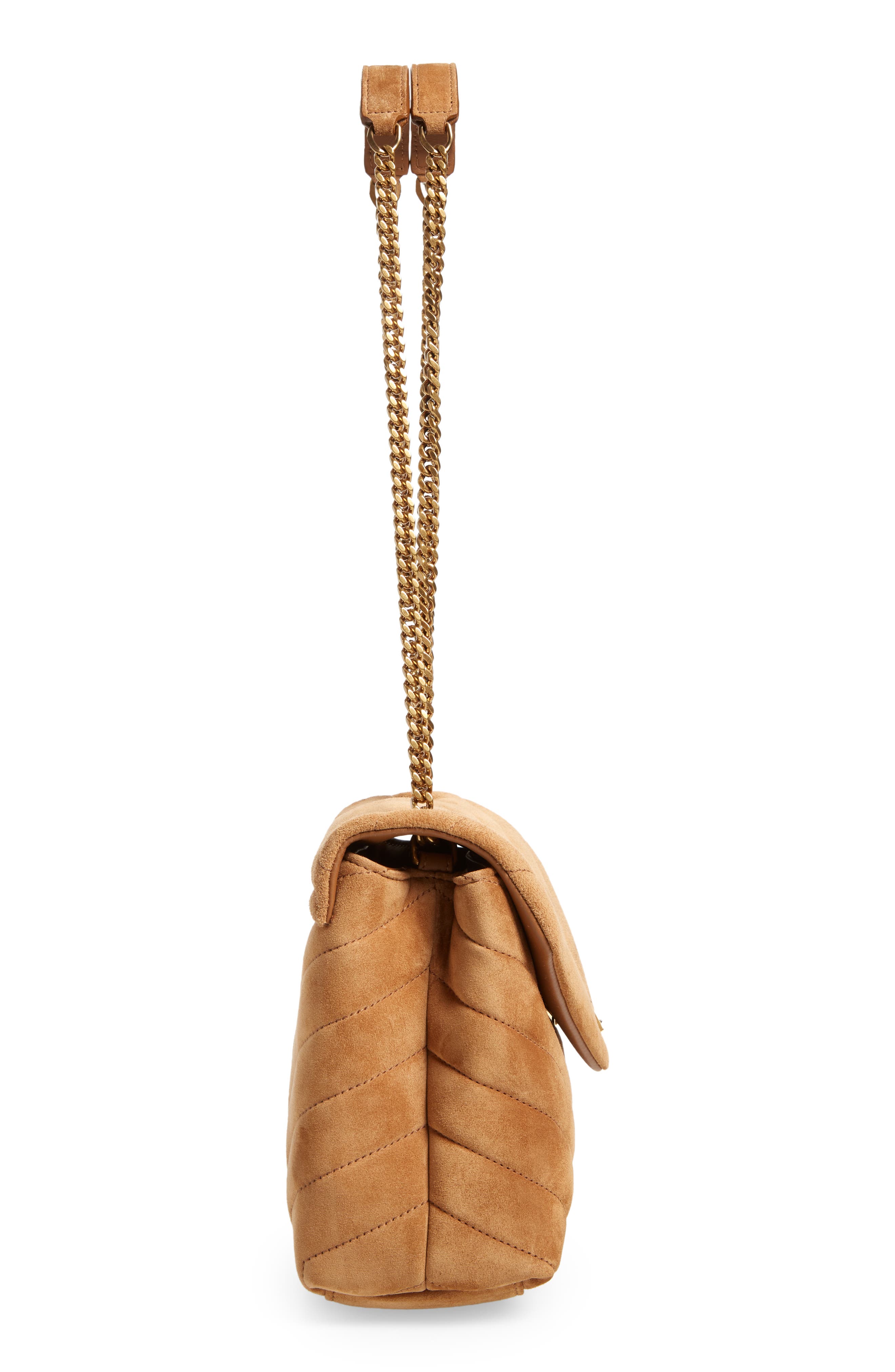 Saint Laurent Small LouLou Quilted Suede Shoulder Bag, Alternate, color, 