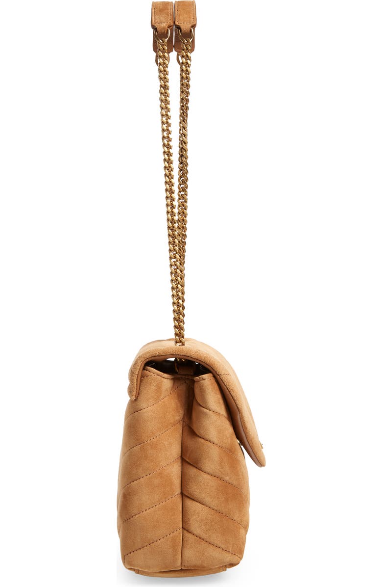 Saint Laurent Small LouLou Quilted Suede Shoulder Bag, Alternate, color,