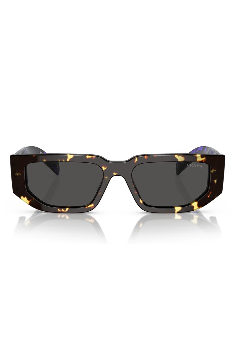 Prada 56mm Rectangular Sunglasses, Main, color, Net Gray