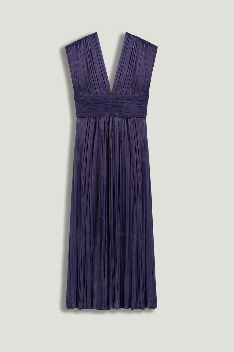 V-Neck Midi Sleeveless Dress, Alternate, color, Navy