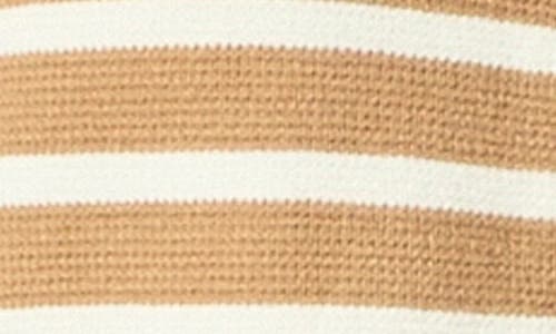 English Factory Stripe Cardigan In Tan/white