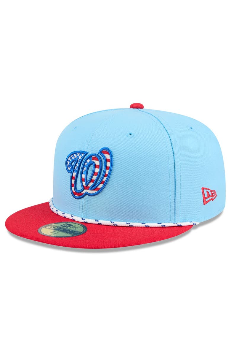 New Era Men's New Era Light Blue/Red Washington Nationals 2025 Fourth of July 59FIFTY Fitted Hat, Alternate, color, Light Blue