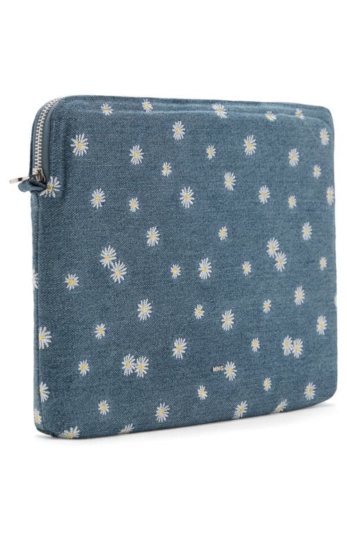 Mango Floral Embroidered Denim Laptop Case In Blue