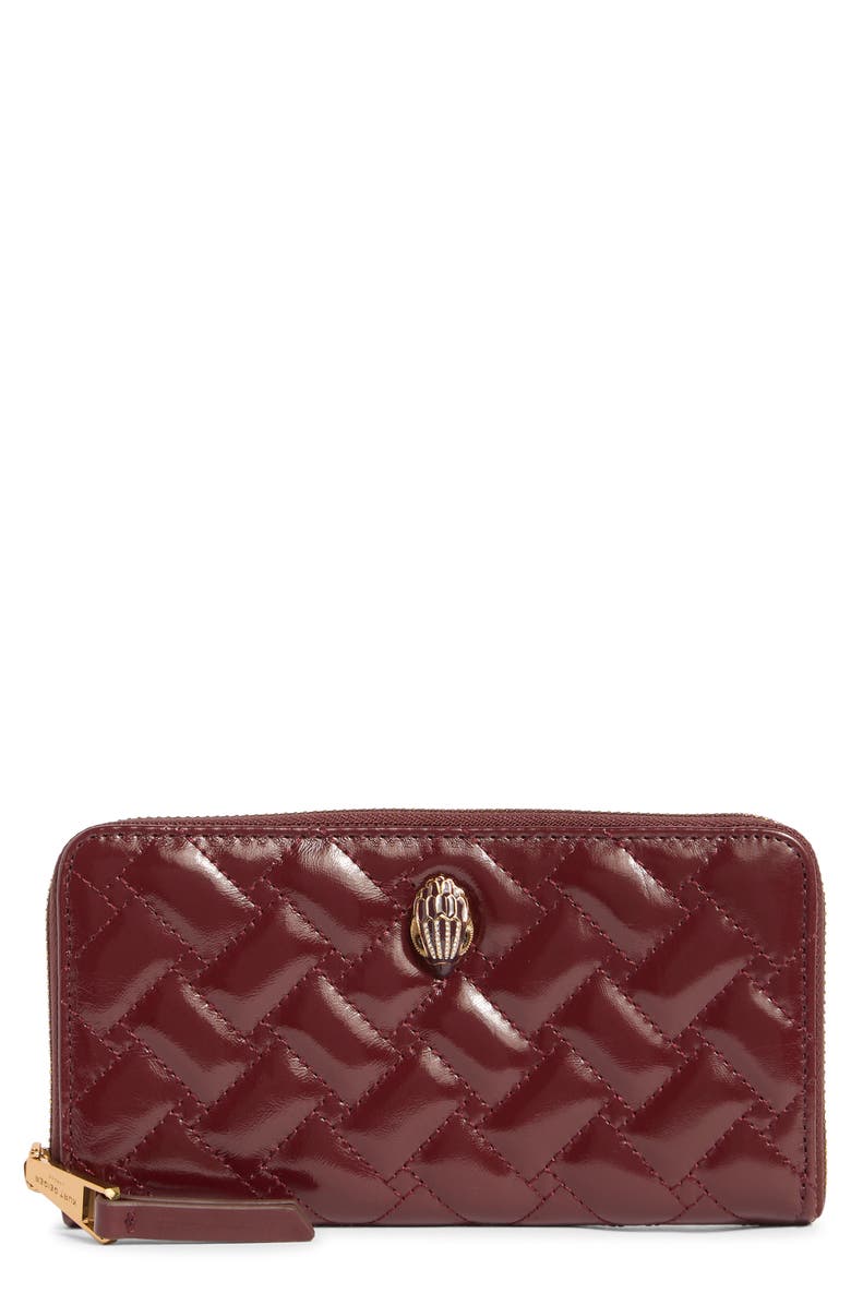Kurt Geiger London Kensington Quilted Zip Around Wallet, Main, color, Wine