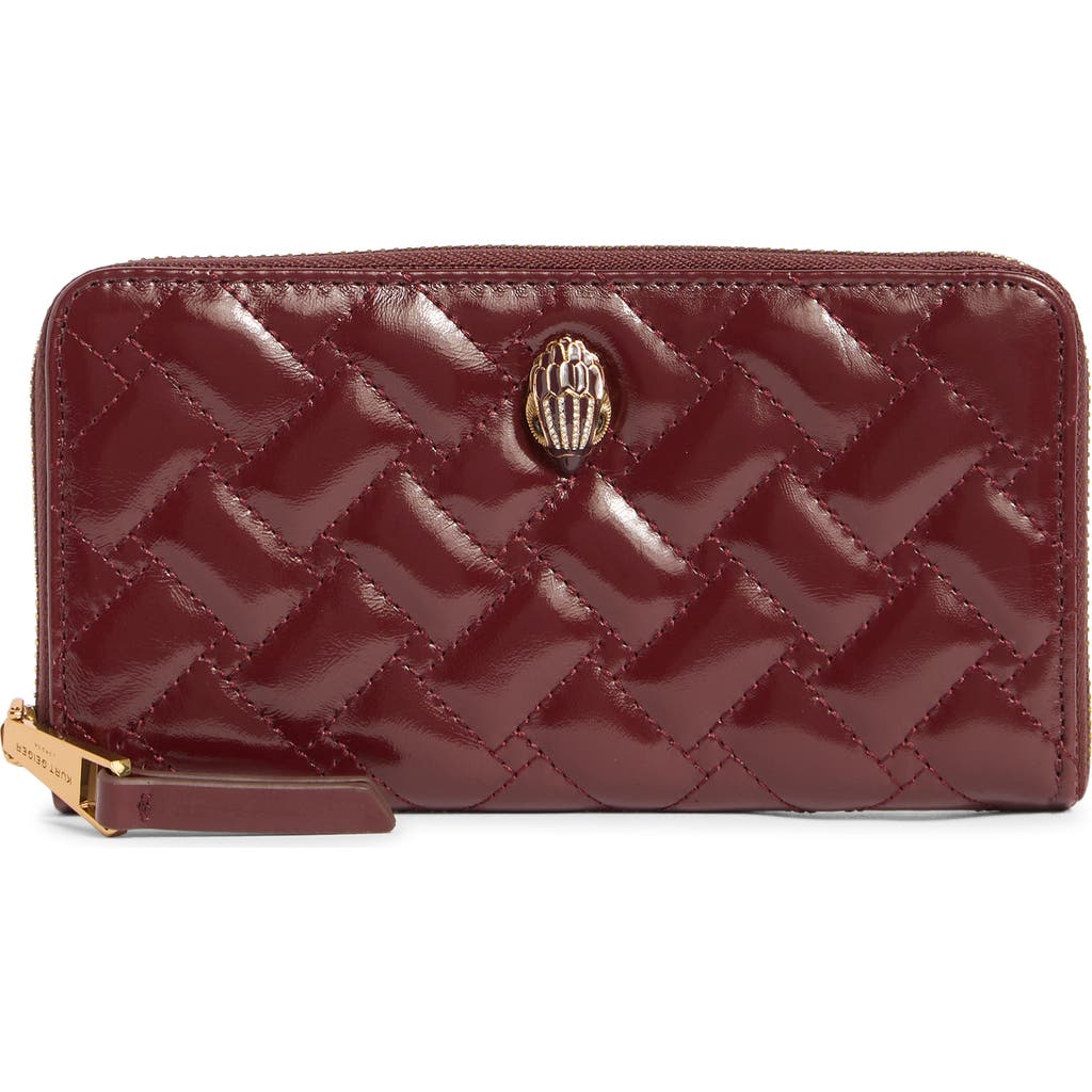 Kurt Geiger London Kensington Quilted Zip Around Wallet In Burgundy