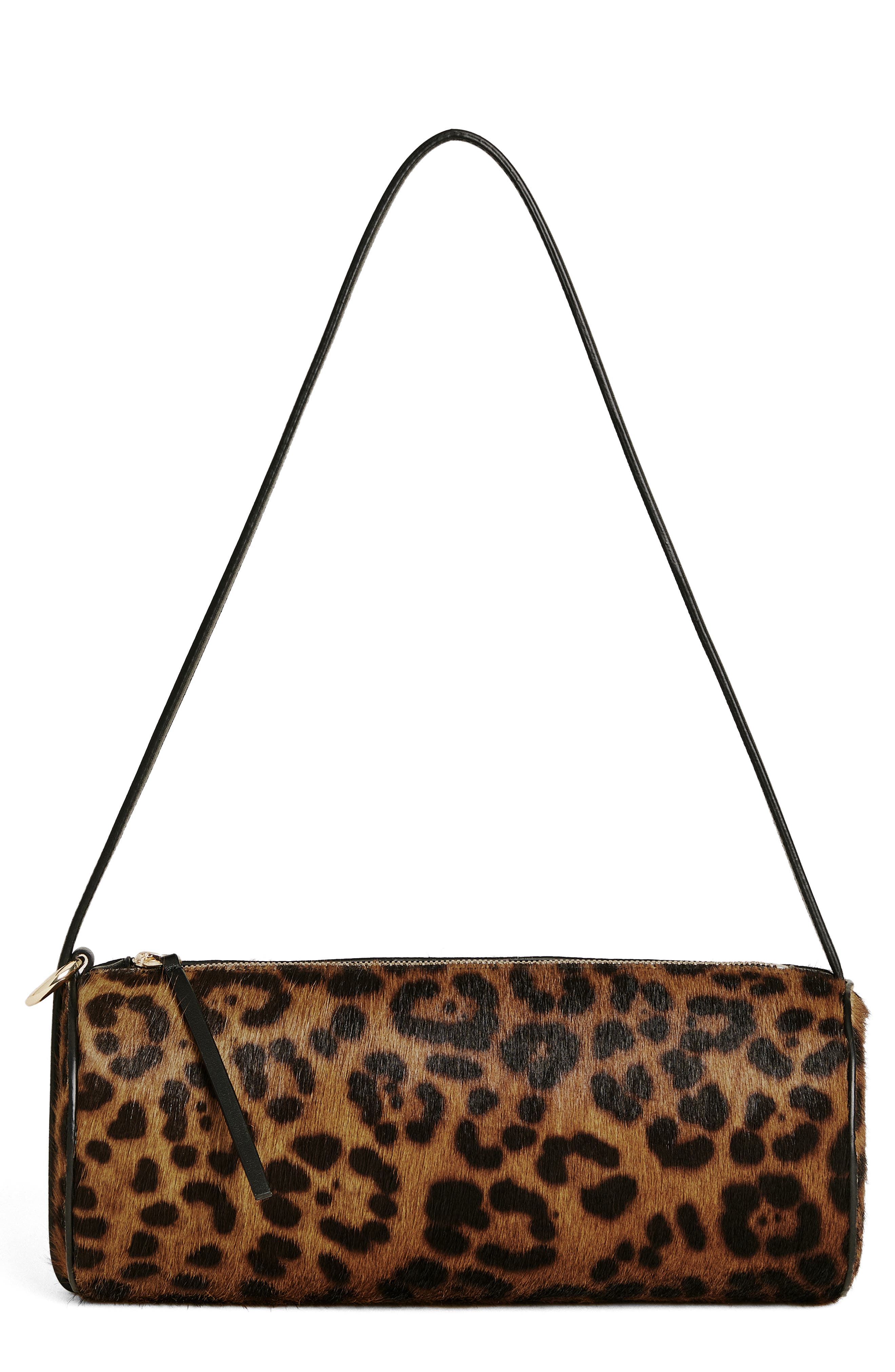 Reformation Simona Suede Cylinder Shoulder Bag, Main, color, Leopard Calfhair