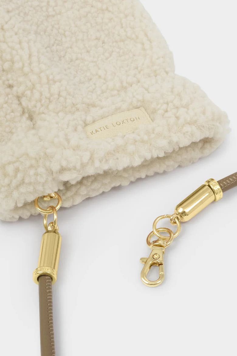 Teddy Mittens with Cord in Cream, Alternate, color, Cream