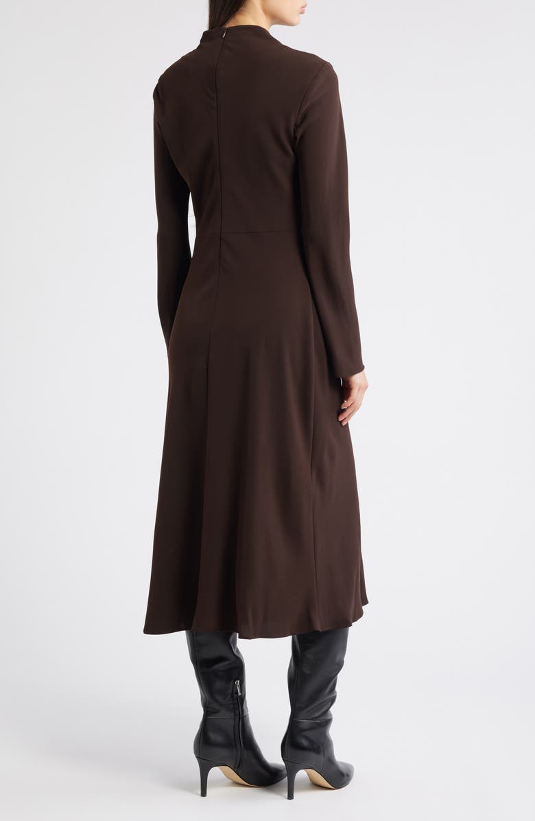 MANGO Caro Ruched Long Sleeve Midi Dress, Alternate, color, Chocolate