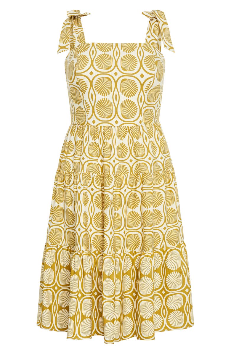 City Chic Leila Border Print Cotton Midi Sundress, Alternate, color, Seashells