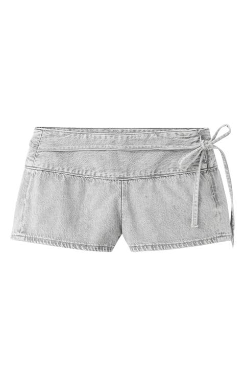 Mini Bow Denim Shorts