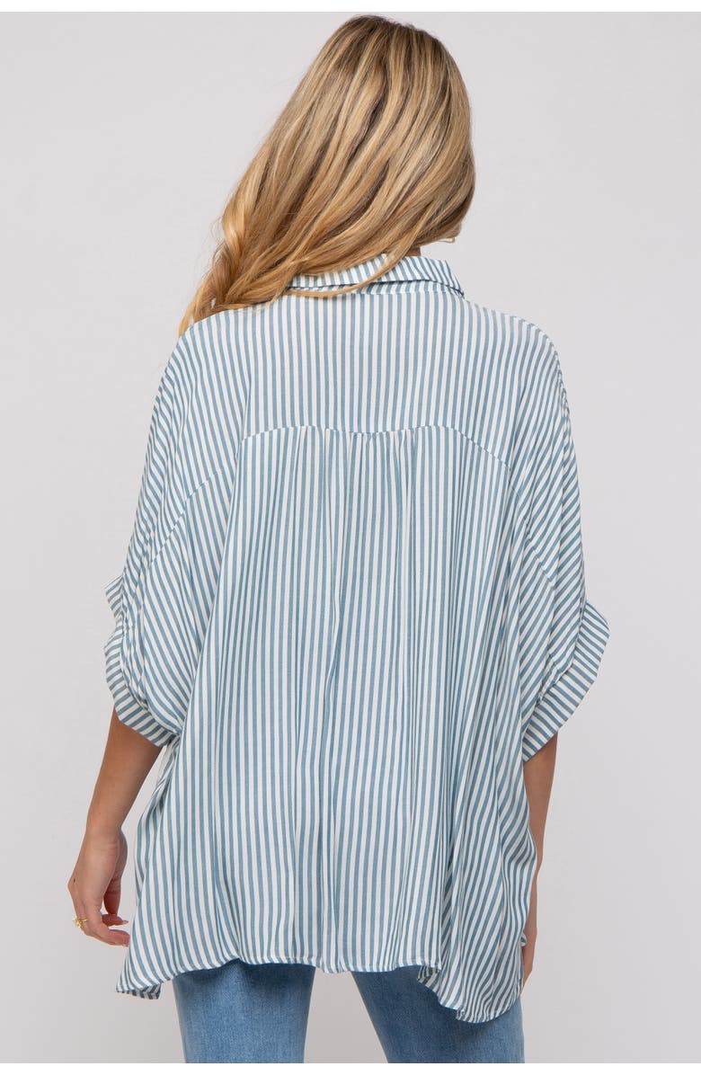 PinkBlush Striped Button Up Dolman Top, Alternate, color, Teal